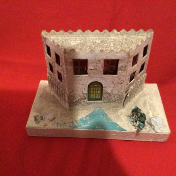 Vintage Lot 6 Putz Glitter Houses w/trees & Cellophane Windows, Japan - Picture 13 of 16